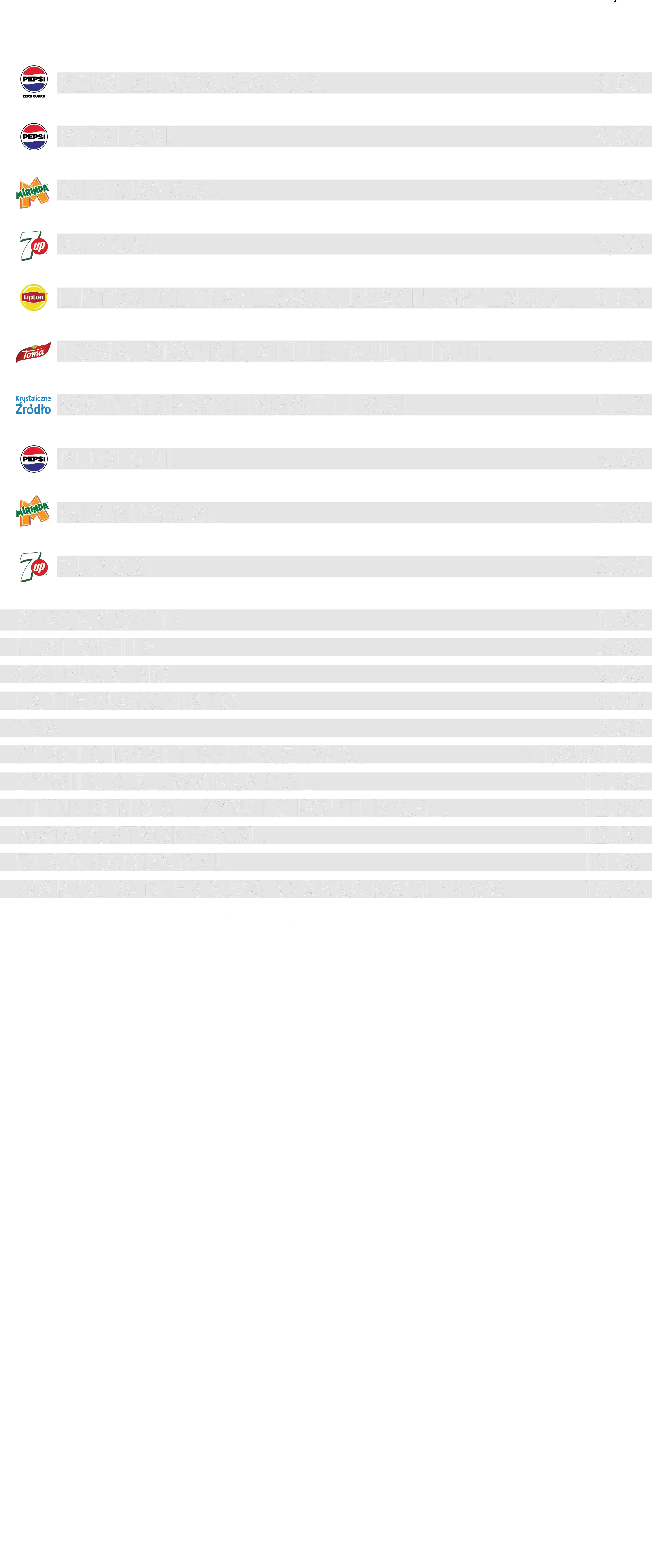 Menu Napoje